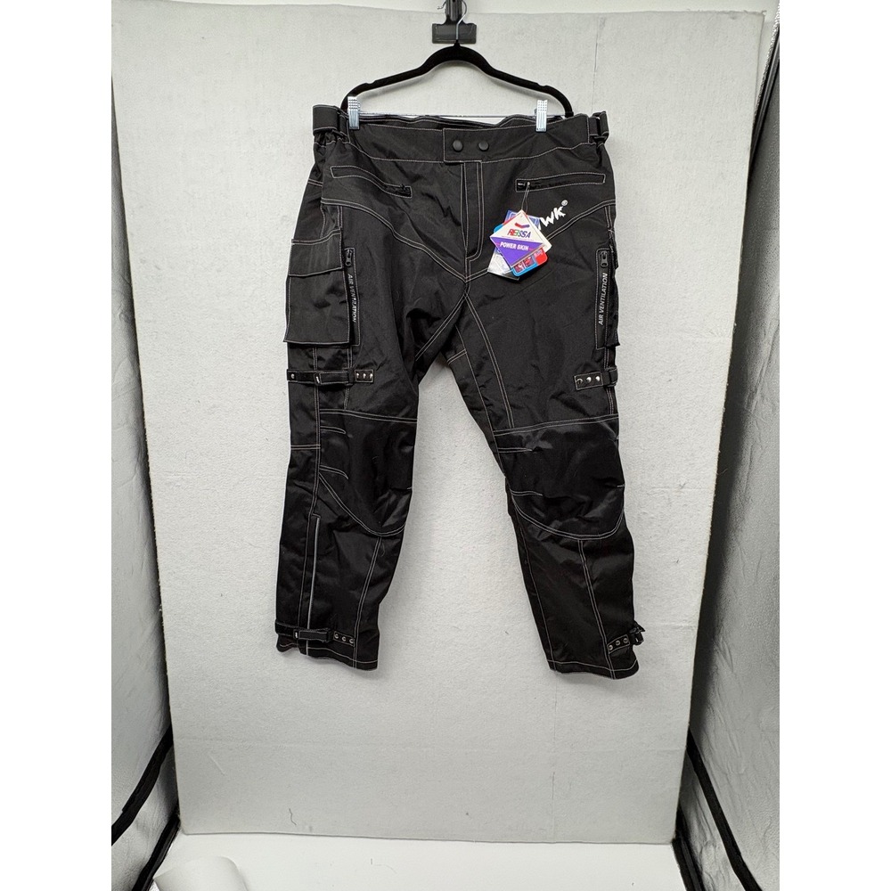 HWK Mens Black Reissa Power Skin Motorcycle Riding Pants 4XL Air Ventilation
